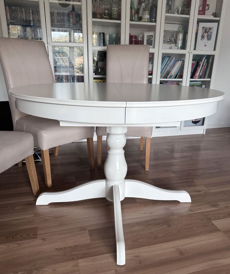 Stol  rozkladany ingatorp okragly bialy ikea / 3 krzesla