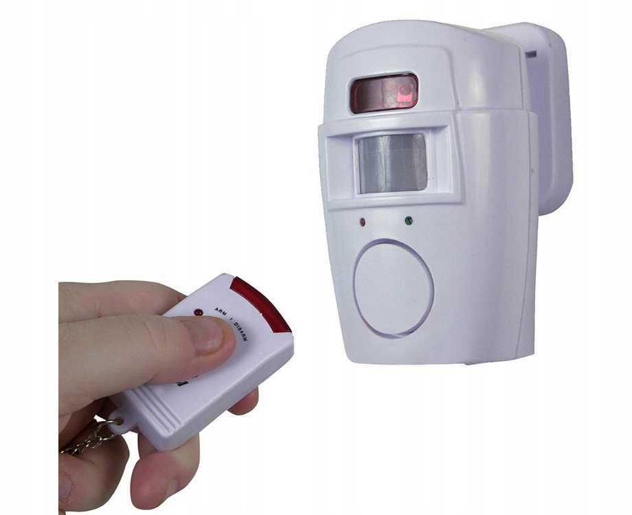 ALARM BEZPRZEWODOWY CZUJNIK Ruchu 105dB + 2 PILOTY-dom,działka garaż-