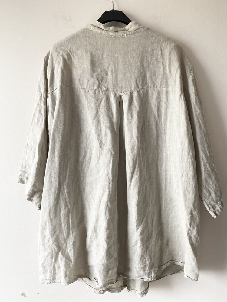 Lniana bezowa koszula plus size