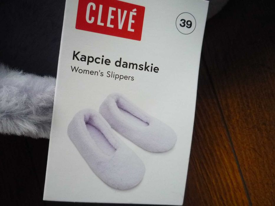 Nowe Cleve 38/39 Kapcie damskie futerko lila fiolet