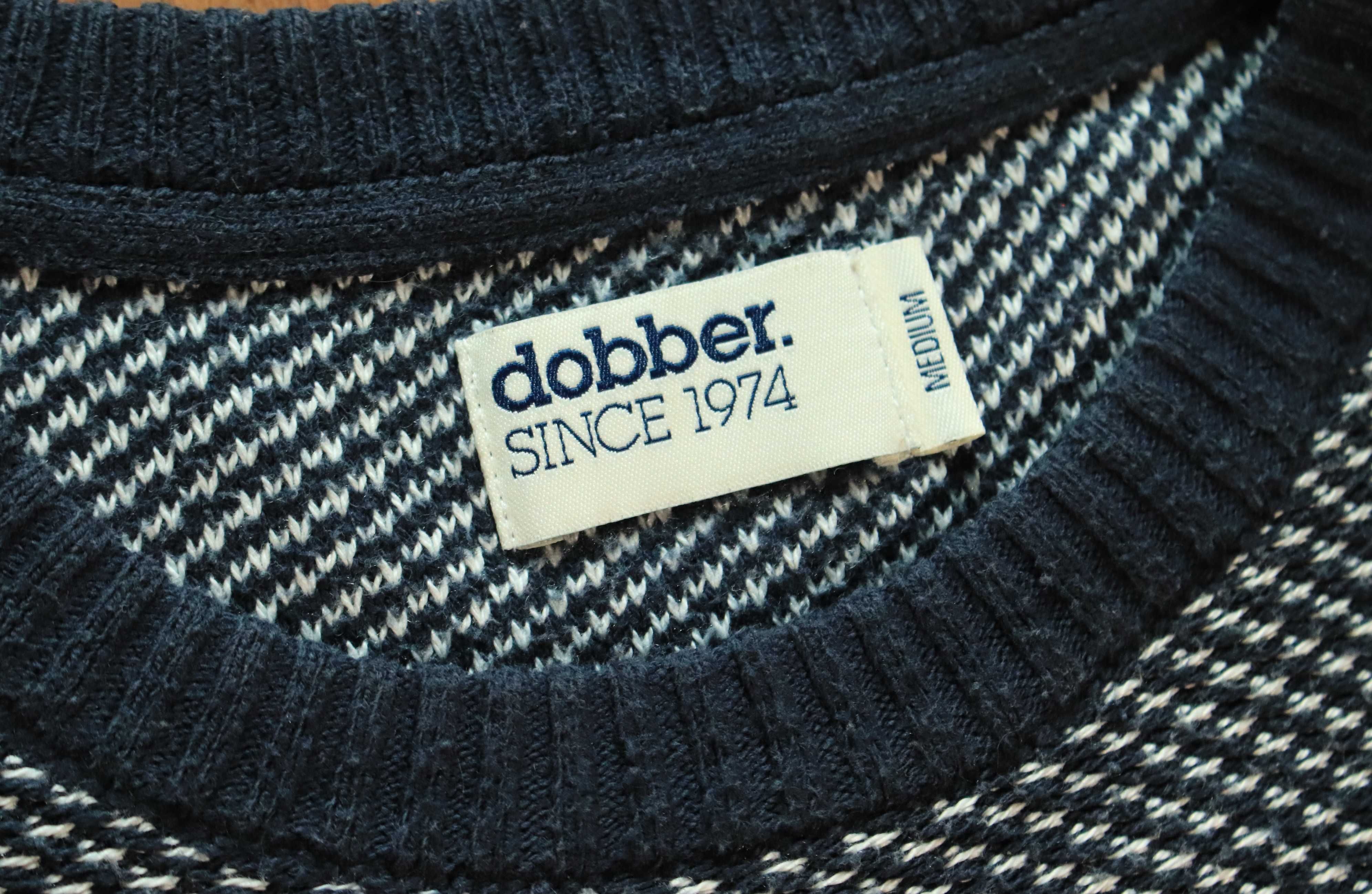 Sweter Dobber r. M granatowo-biały dł. rękaw w dobrym stanie