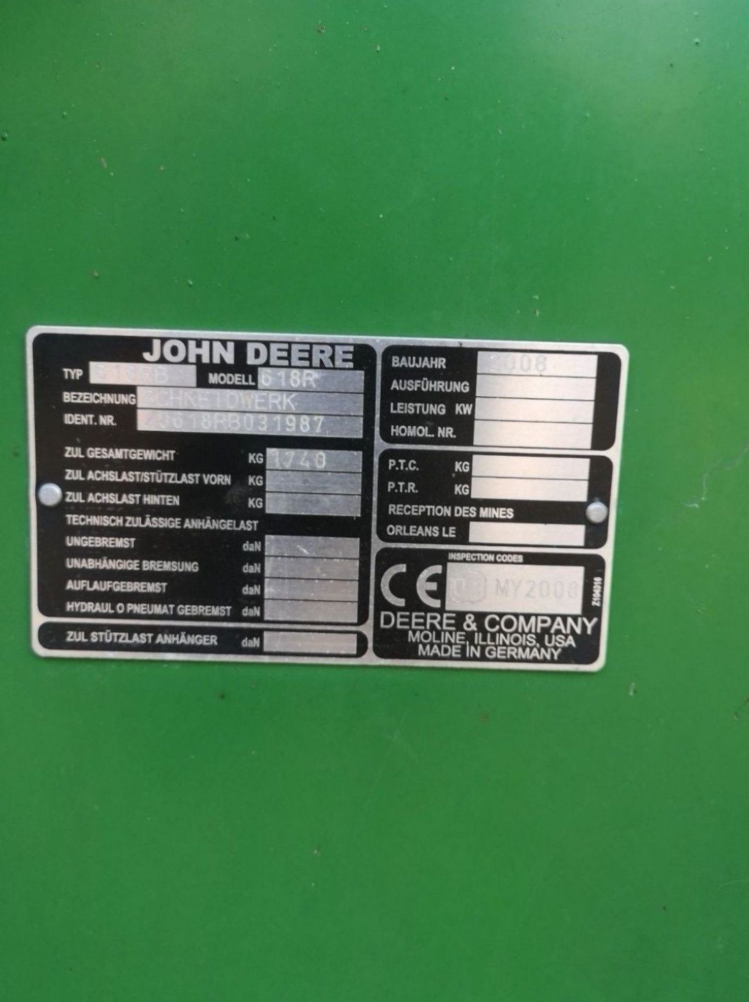 Heder John deere 618r