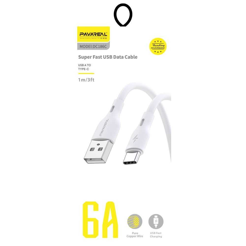 PAVAREAL kabel USB do Typ C 6A PA-DC186C 1 m. biały / promocja - 20%