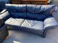 Sofa kanapa 2 osobowa skórzana wygodna GRANATOWA FV DOWÓZ