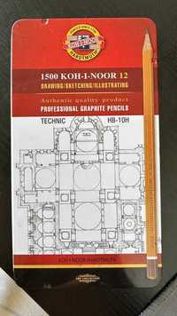 Набір олівців Koh-I-Noor 12шт (HB-10H). В металевому пеналі.