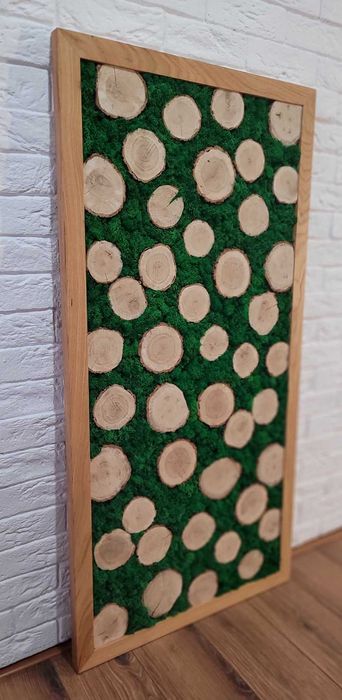 Duży obraz z mchu chrobotek, dębowa ramka, handmade, prezent