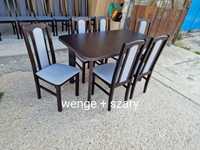 NOWE: Stół 80x140/180 + 6 krzeseł, wenge + szary , dostawa PL