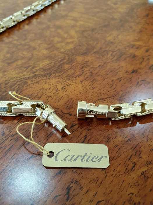 Złoty Łańcuch-127gr+KRZYŻ Z DIAMENTAMI-31szt-Złoty łańcuszek męski 585