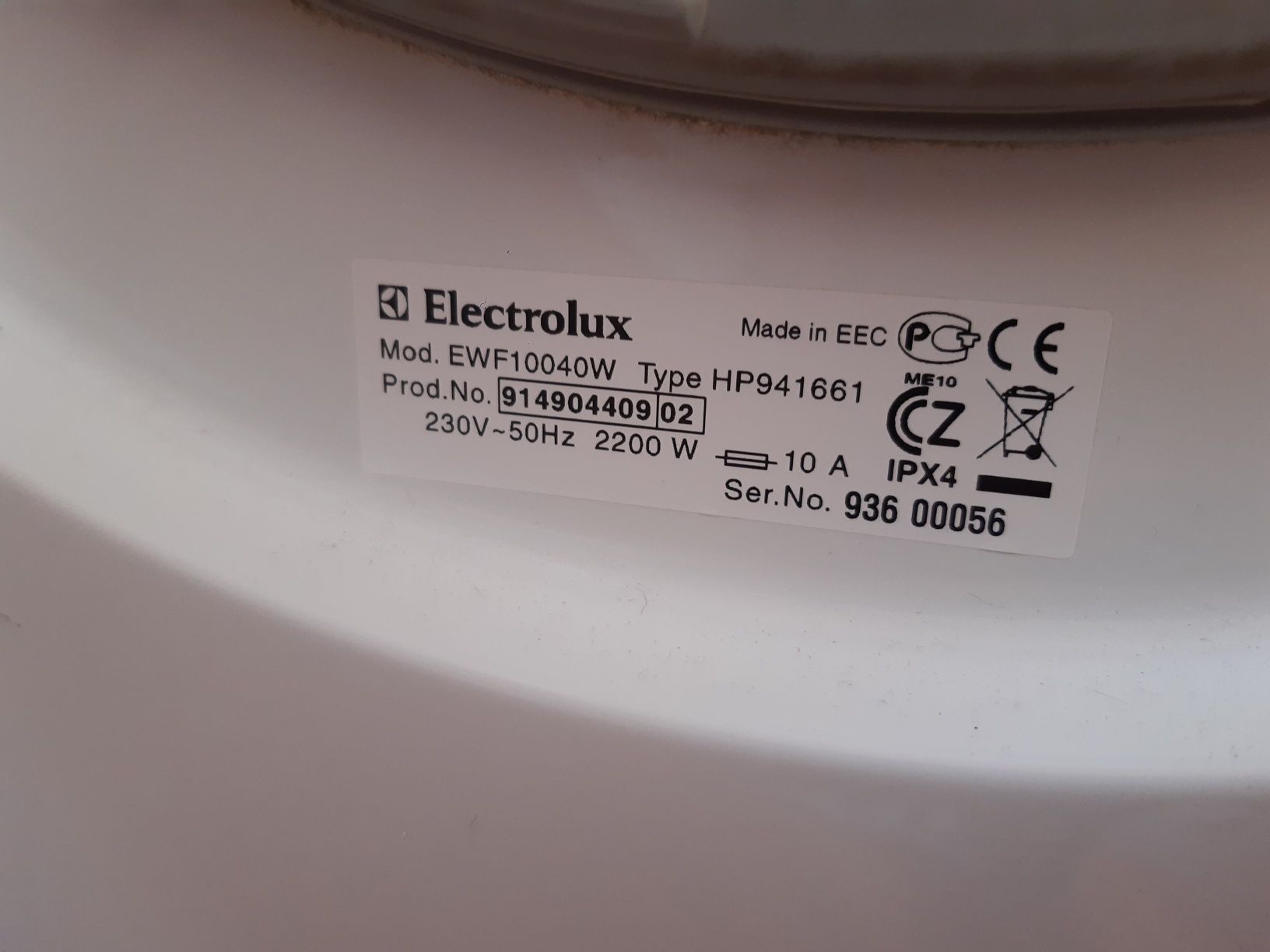 Pralka Electrolux EWF10040W - uszkodzona - na części