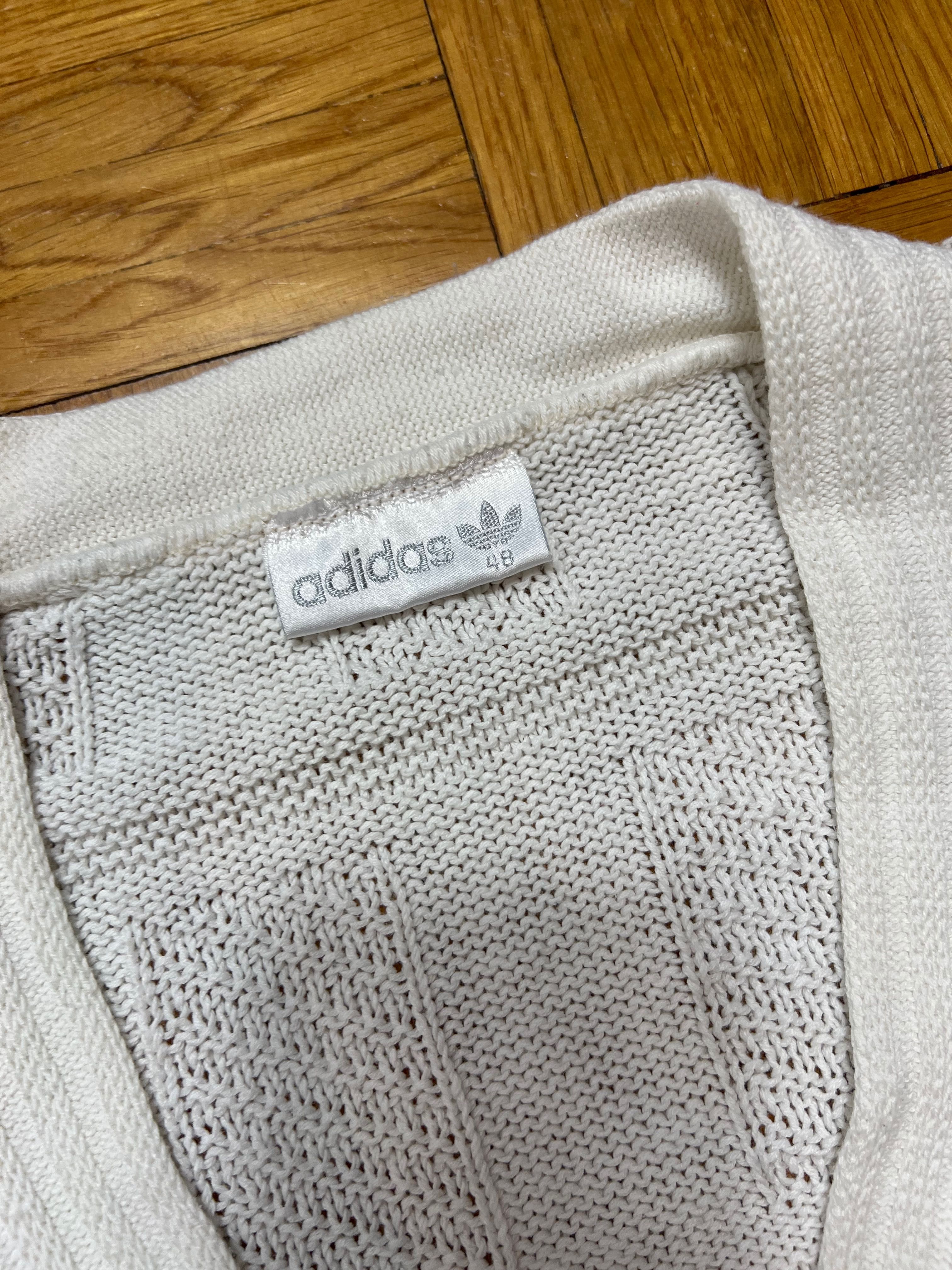 Sweter Adidas vintage 90’s tag white vneck logo