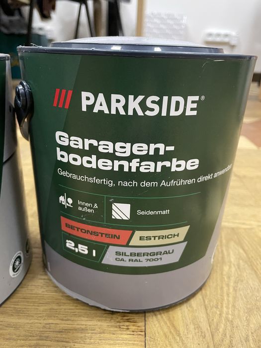 Краска для пола гаража СЕРАЯ для внутр./внешн. работ 2,5л PARKSIDE