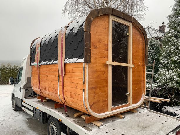 Sauna Ogrodowa Drewniana Kwadro Beczka 300cm Sauna Fińska Domek Bania