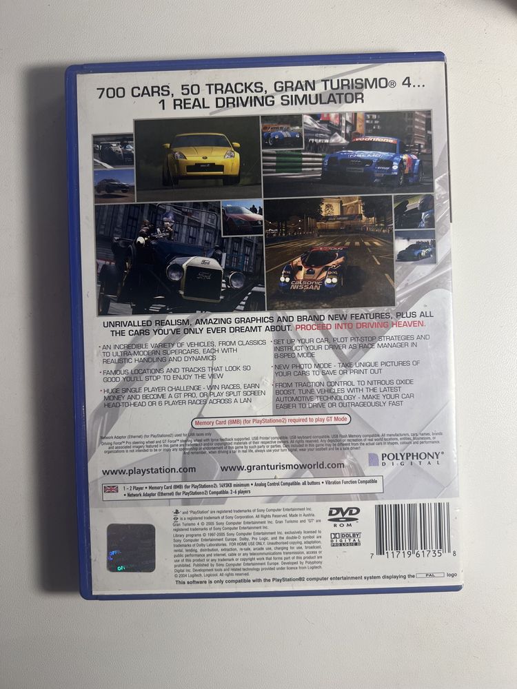 Ліцензійний диск з грою Gran Turismo 4 для playstation 2, ps2