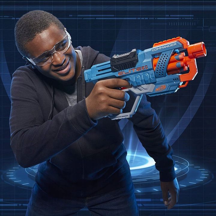 Pistolet Nerf Elite Commander Elektroniczna Tarcza Dodatkowe Strzałki