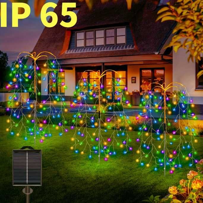 2x Lampa Ogrodowa Solarna LED Wodospad Druciki Drzewko Lampki Ogrodu