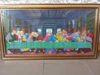 Икона Тайна вечеря, вышита чешским бисером. Размер в раме 42×75