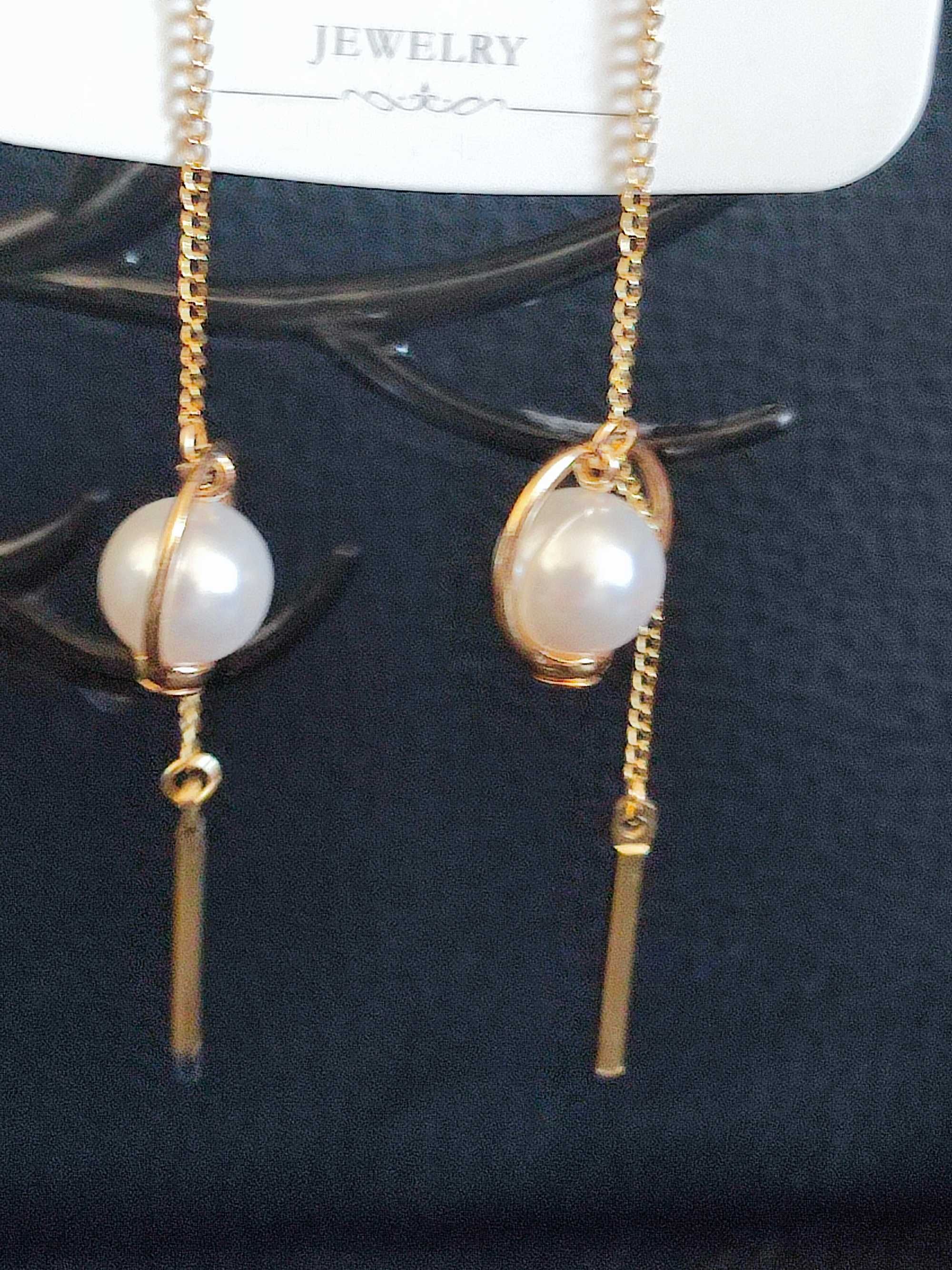 Długie kolczyki z perłą 12cm