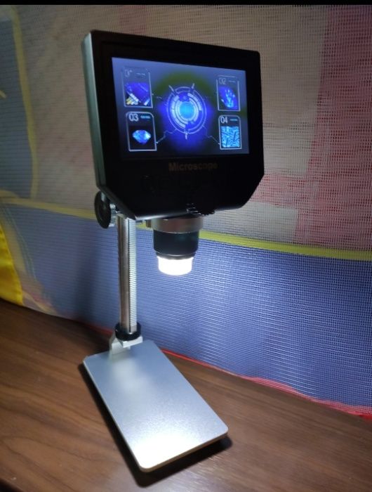 G600+ цифровой микроскоп с монитором на алюминиевом штативе