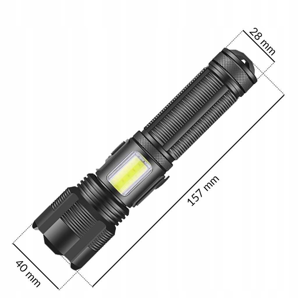 mocna latarka akumulatorowa taktyczna led + zoom wojskowa 1800mah