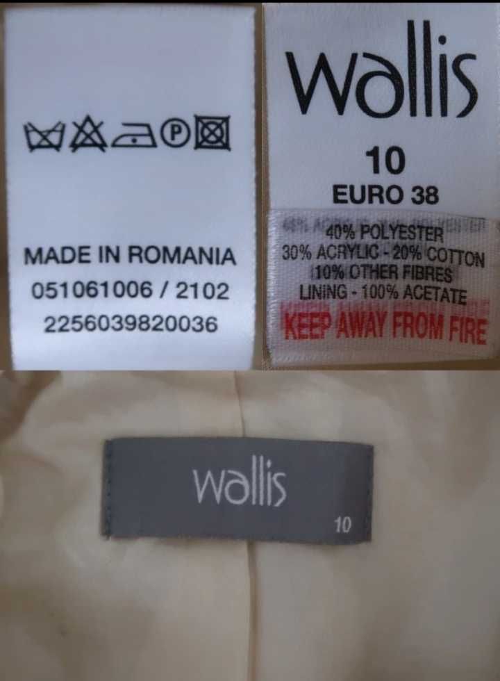 Śliczna kremowa marynarka damska Wallis żakiet w ciekawe wzory M