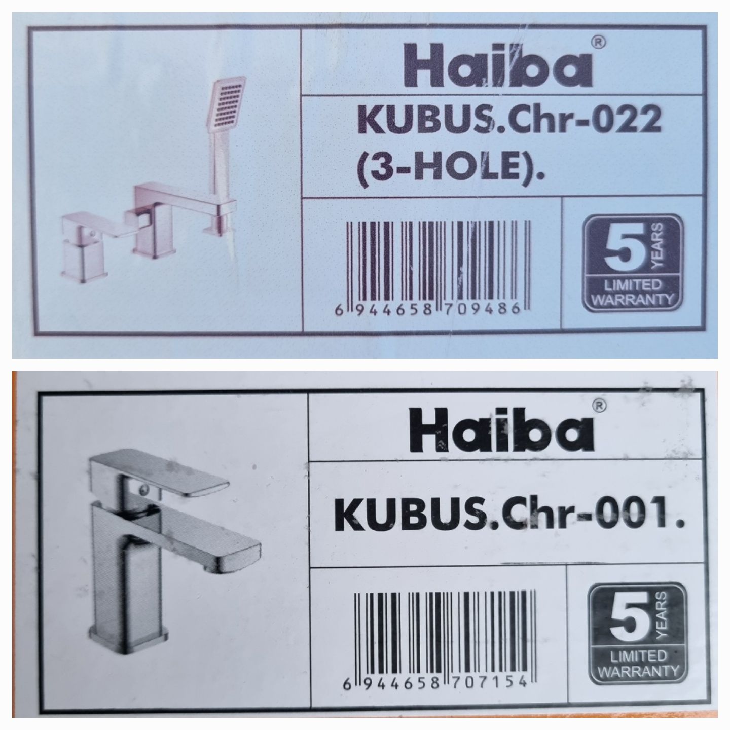 Набор смеситель для ванны врезной и умывальника Haiba Kubus Chr022,001