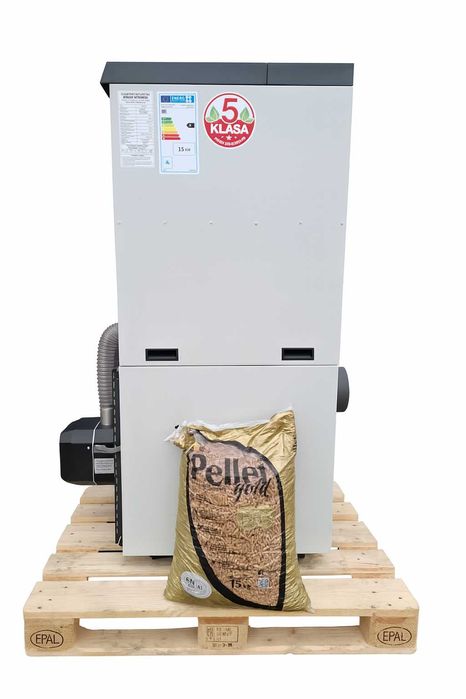 Piec na pellet kocioł typu Slim 15 kW z rotacyjnym palnikiem Kipi eco5