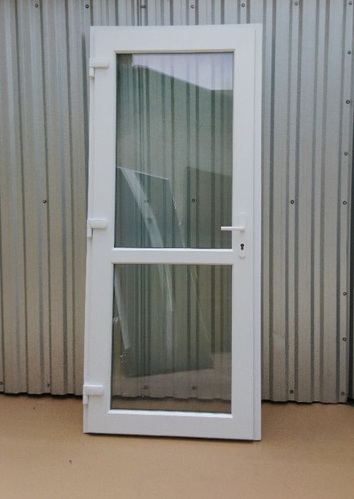 Drzwi zewnętrzne PCV 105x210 białe RÓŻNE ROZMIARY OD RĘKI transport