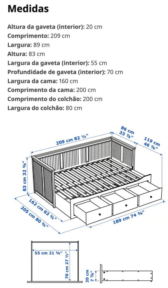 Cama HEMNES e secretária PÅHL do Ikea