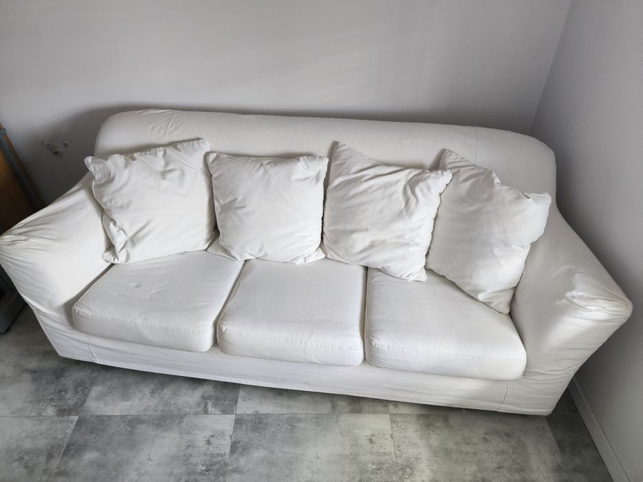 Kanapa IKEA biała / musztardowy 3 osobowa