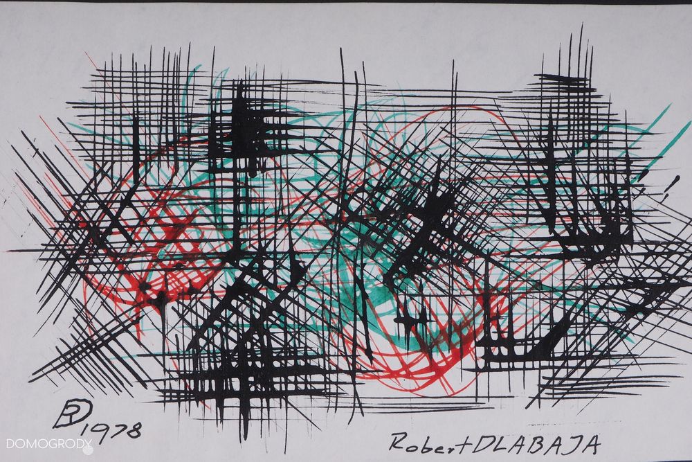 Obraz – grafika, abstrakcja, Robert Dlabaja Austria lata 70-te