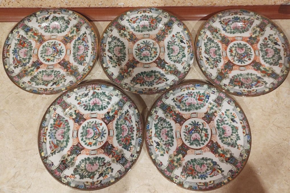 Chińska porcelana talerzyki 5 sztuk