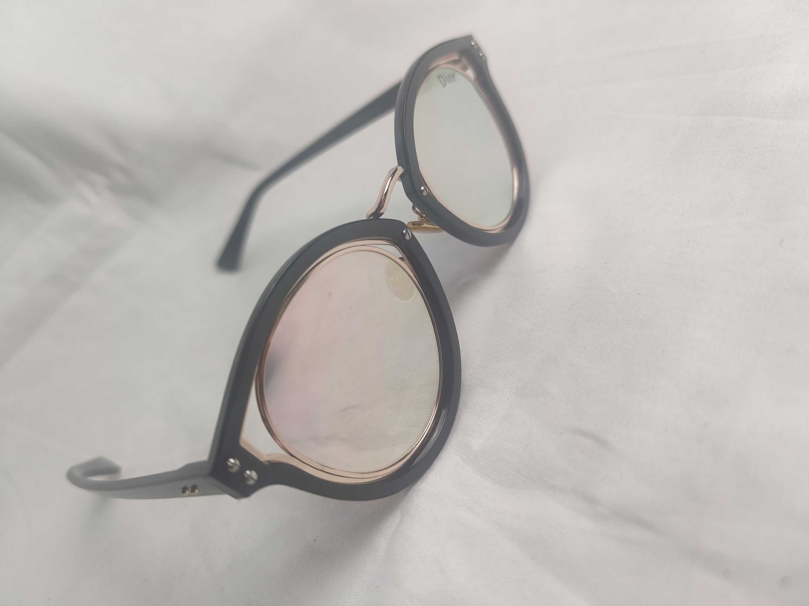 Okulary przeciwsłoneczne Dior logowane srebrne nowość lato