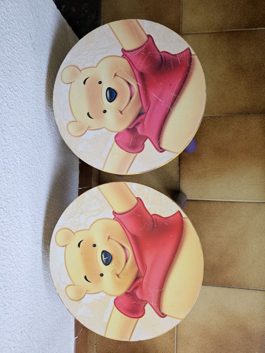 2 bancos madeira para criança Winnie the pooh