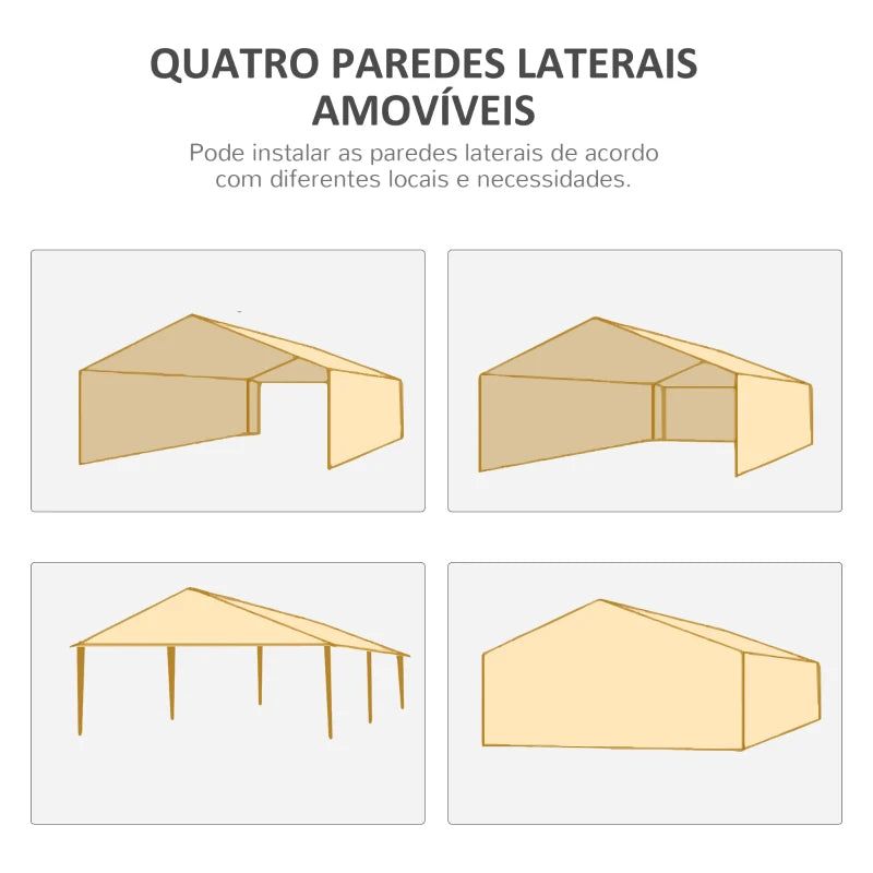 Tenda para Festas com Paredes Laterais Removíveis e 4 Janelas - 3x6m