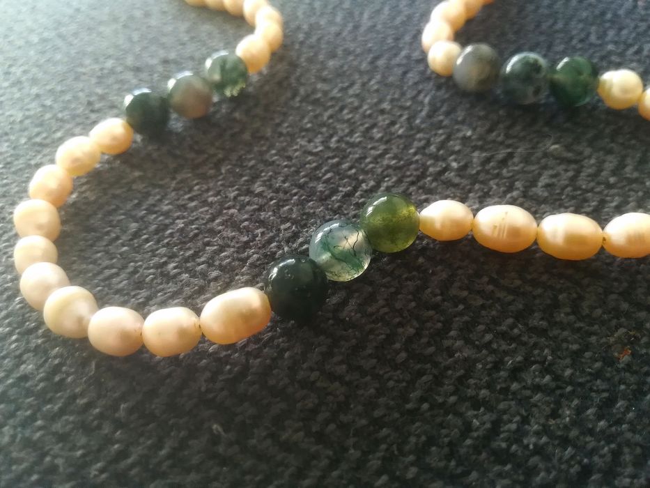 Vintage naszyjnik z prawdziwych 50 pereł i 9 czarnych pereł 1935r