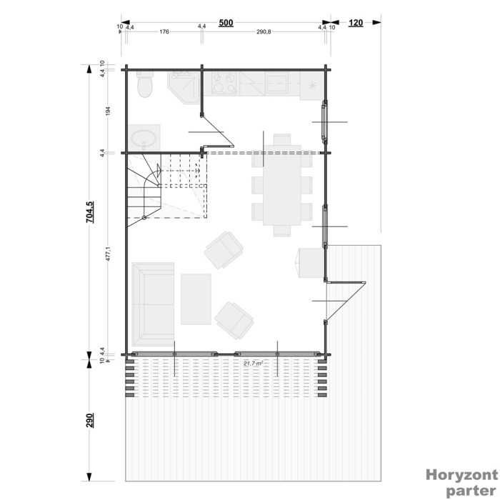 Domek letniskowy drewniany nowoczesna stodoła na zgłoszenie 65 + 21 m²