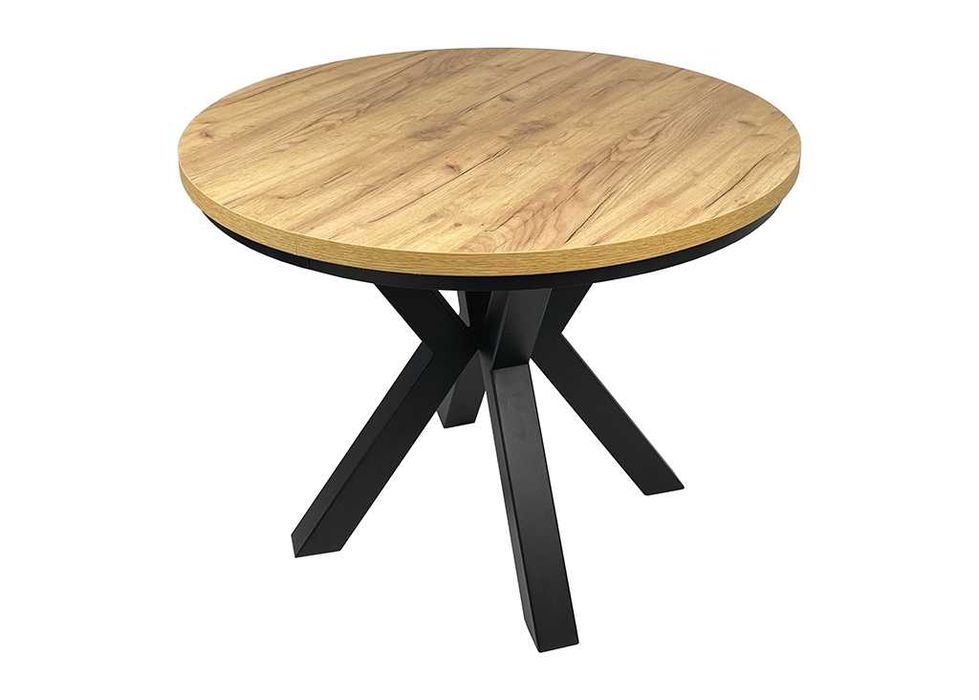 Zestaw Industrialny Stół Okrągły z 4 krzesłami tapicerowanymi Rosa