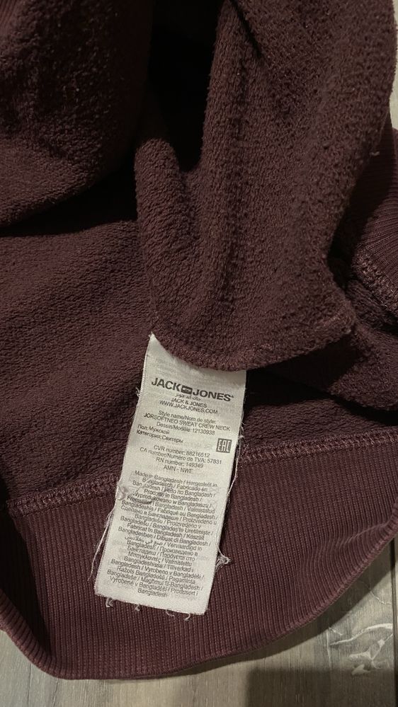 Bluza Jack&Jones L męska bordowa rozciągliwa bawełna nie ocieplana