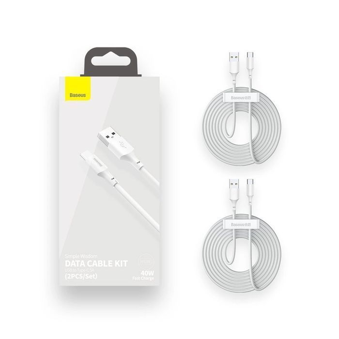 Baseus 2x kabel USB - USB C szybkie ładowanie 40W 5A 1,5 m biały