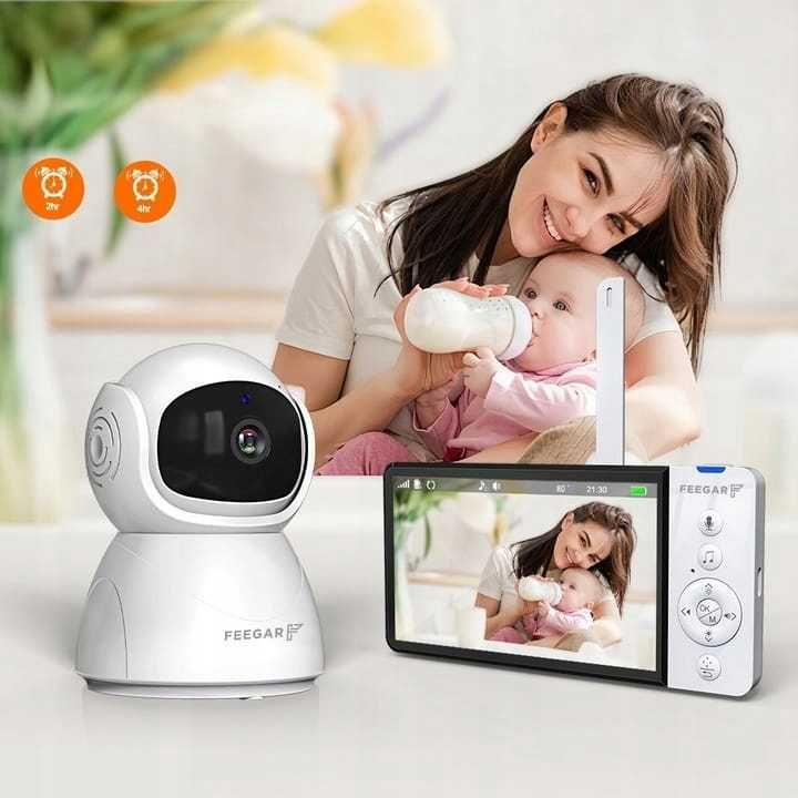 Elektroniczna Niania Feegar Baby Monitor Obrotowa Bez WiFi Nagrywanie