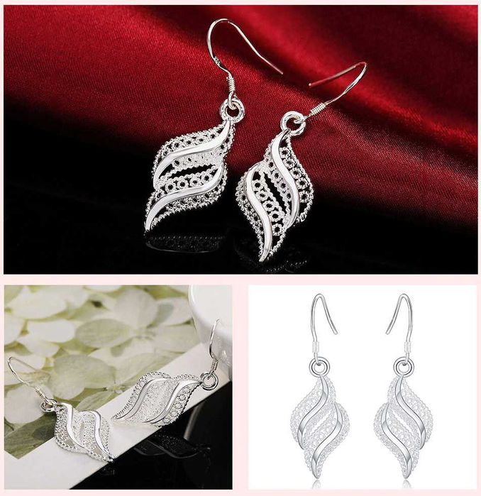 Colar + Brincos 925 prata esterlina jóias charme