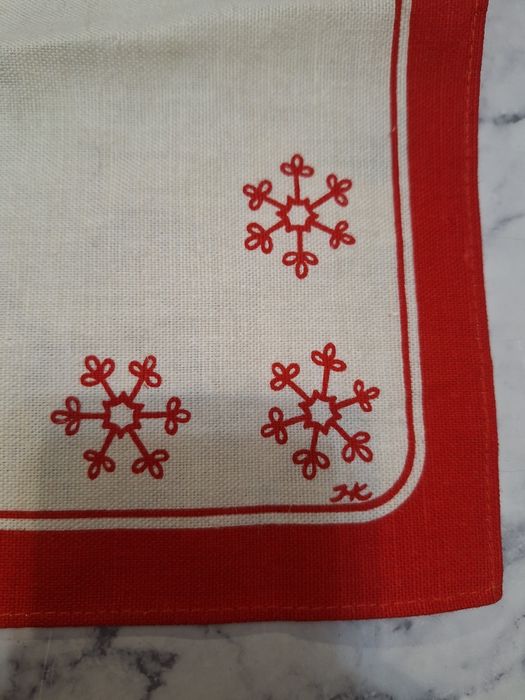 Lniano-bawełniana serwetka świąteczna bożonarodzeniowa