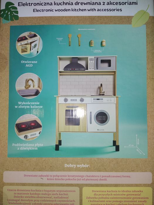 Kuchnia elefun interaktywna dla dzieci drewniana