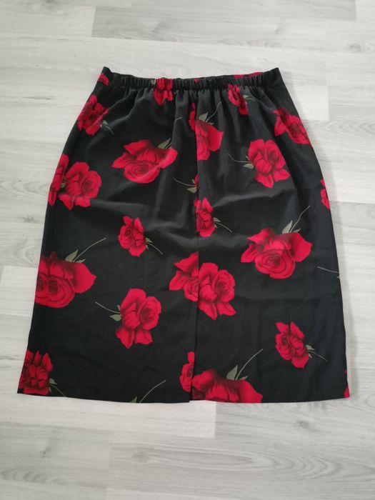 Spódnica damska do kolan w kwiaty MIDI L xl XXL w stylu vintage retro