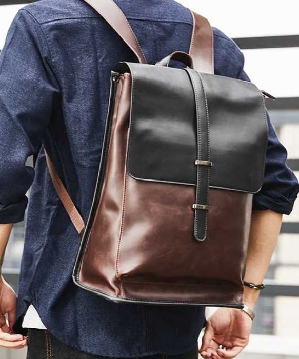 Мужской кожаный коричневый рюкзак чоловічий рюкзак сумка для ноутбука