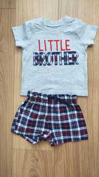 Szorty spodenki niemowlęce bluzka t-shirt little brother komplet 0-3