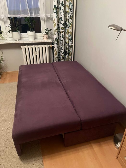 Kanapa rozkładana 135x190 cm fioletowa