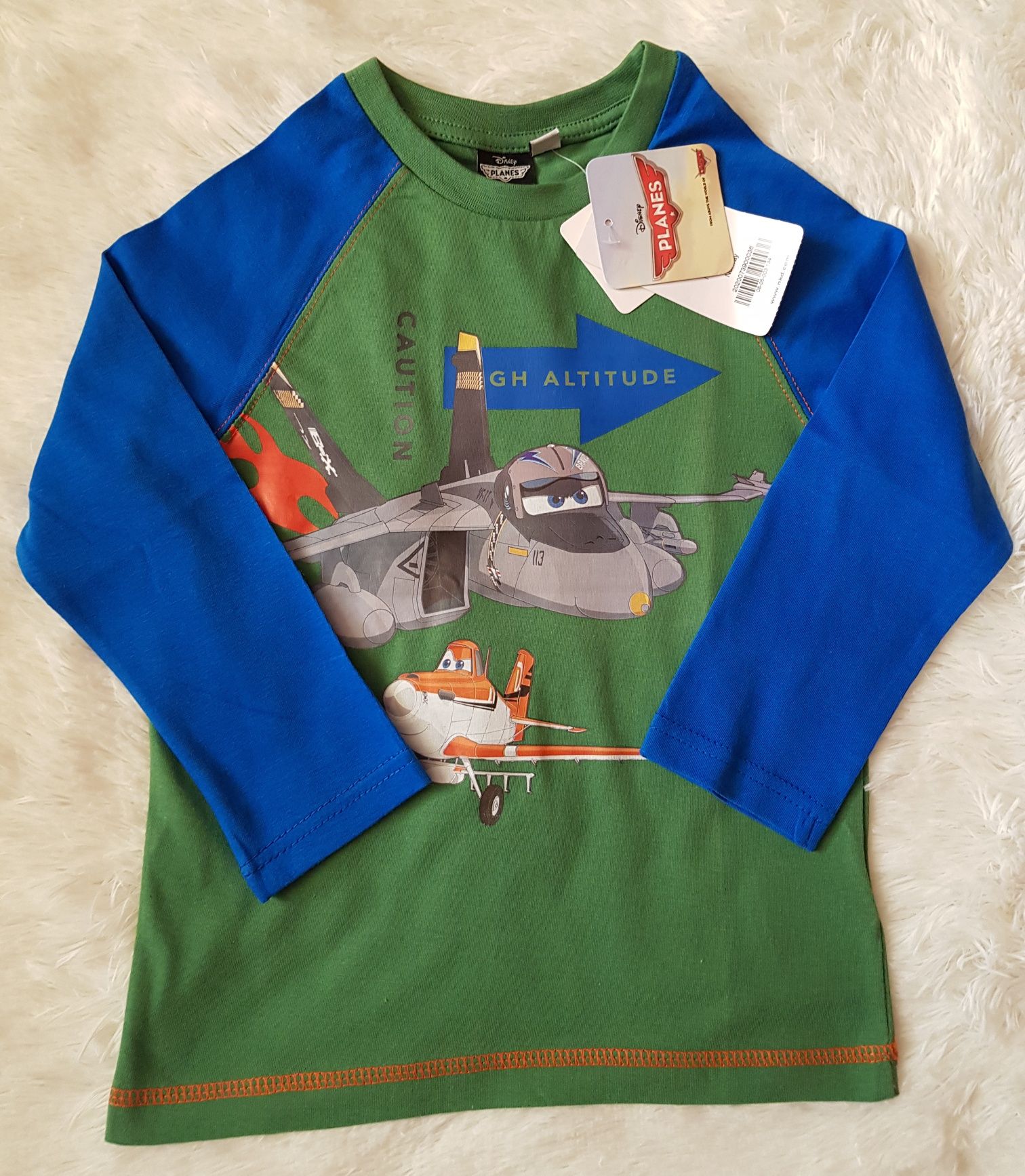 Nowa bluzka bawełniana, chłopięca Disney Samoloty, rozmiar 98/104