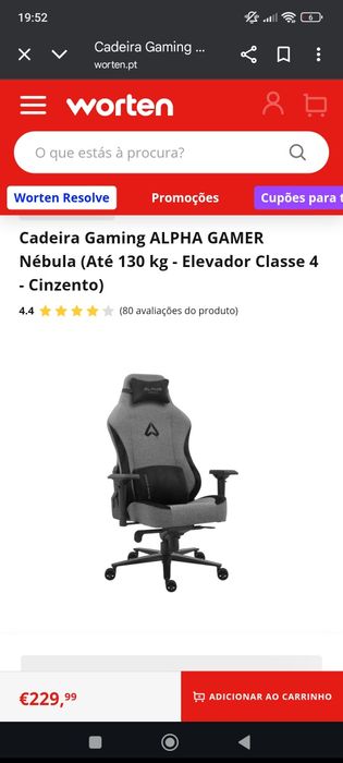 Cadeira Gamer Alpha Nebula Usada