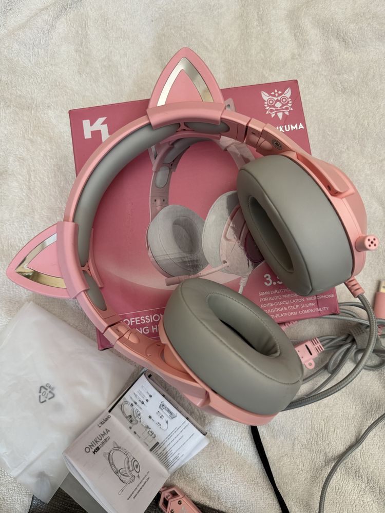 Навушники Onikuma K9 Cat Ear 3.5mm Pink.